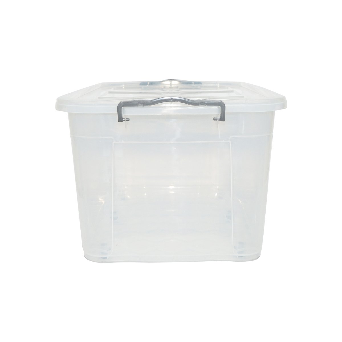 Cutie depozitare 80L cu capac si roti din plastic transparenta 478x750x370mm